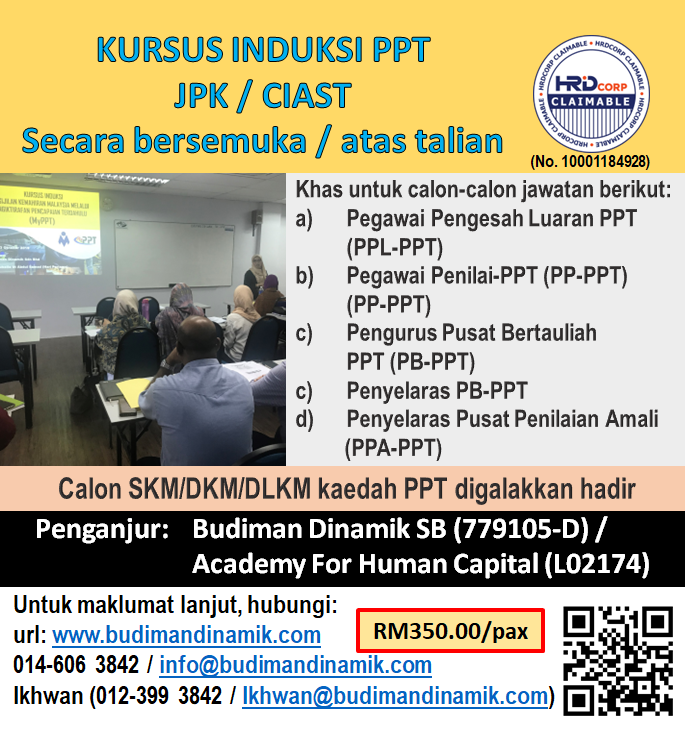 Kursus Induksi PPT, 4- 5 Oktober 2025 secara bersemuka